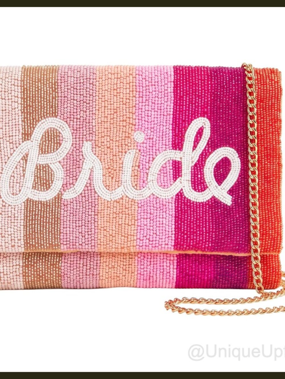 Beaded Bride Clutch Purse Bridal Evening Party Bag with Chain